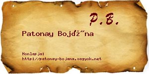 Patonay Bojána névjegykártya